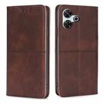 For Redmi 13 4G Cow Texture Magnetic Leather Phone Case(Dark Brown)