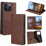 For Redmi Note 14 4G 164.84mm Cow Texture Magnetic Leather Phone Case(Dark Brown)