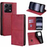 For Redmi Note 14S 4G Cow Texture Magnetic Leather Phone Case(Red)