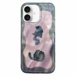 For iPhone 16 Double Layer IMD Pattern TPU Phone Case(Contrasting Color Cats and Dogs Pink)