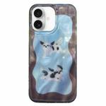 For iPhone 16 Double Layer IMD Pattern TPU Phone Case(Contrasting Color Cats and Dogs Blue)