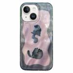 For iPhone 14 Double Layer IMD Pattern TPU Phone Case(Contrasting Color Cats and Dogs Pink)