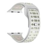 For Apple Watch 46mm / 49mm / 45mm / 44mm Single Nail Dual-Color Multi-hole Silicone Watch Band(Beige Clear Luminous)