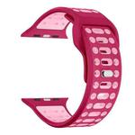 For Apple Watch 46mm / 49mm / 45mm / 44mm Single Nail Dual-Color Multi-hole Silicone Watch Band(Magenta Light Pink)