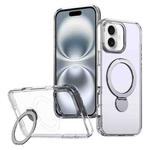 For iPhone 16 Plus Wing Series Gen2 MagSafe Metal Ring Holder Phone Case(Transparent)