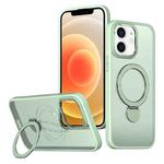 For iPhone 12 Wing Series Gen2 MagSafe Metal Ring Holder Phone Case(Avocado Green)