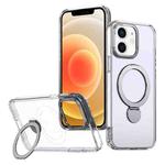 For iPhone 12 Wing Series Gen2 MagSafe Metal Ring Holder Phone Case(Transparent)