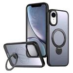 For iPhone XR Wing Series Gen2 MagSafe Metal Ring Holder Phone Case(Black)