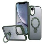 For iPhone XR Wing Series Gen2 MagSafe Metal Ring Holder Phone Case(Green)