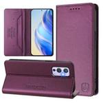 For OnePlus 9 RC01 Dual-Folded Magnetic Suction RFID Leather Phone Case(Violet)