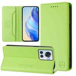 For OnePlus 10R / OnePlus Ace RC01 Dual-Folded Magnetic Suction RFID Leather Phone Case(Grass Green)