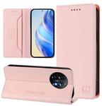 For OnePlus 11 RC01 Dual-Folded Magnetic Suction RFID Leather Phone Case(Pink)