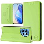 For OnePlus 12 Global RC01 Dual-Folded Magnetic Suction RFID Leather Phone Case(Grass Green)