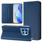 For OnePlus 12 Global RC01 Dual-Folded Magnetic Suction RFID Leather Phone Case(Dark Blue)