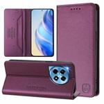 For OnePlus 12 Global RC01 Dual-Folded Magnetic Suction RFID Leather Phone Case(Violet)