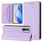 For OnePlus Nord CE 5G RC01 Dual-Folded Magnetic Suction RFID Leather Phone Case(Light Purple)