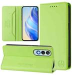 For OnePlus Nord CE4 RC01 Dual-Folded Magnetic Suction RFID Leather Phone Case(Grass Green)