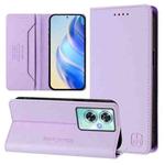 For OnePlus Nord N30 SE RC01 Dual-Folded Magnetic Suction RFID Leather Phone Case(Light Purple)