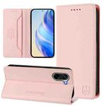 For OnePlus Ace 5 Racing RC01 Dual-Folded Magnetic Suction RFID Leather Phone Case(Pink)