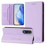 For OnePlus Ace 5 Ultra RC01 Dual-Folded Magnetic Suction RFID Leather Phone Case(Light Purple)