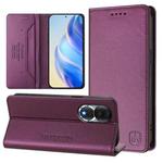 For Honor 80 RC01 Dual-Folded Magnetic Suction RFID Leather Phone Case(Violet)