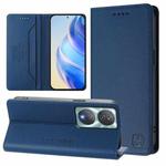 For Honor 90 Smart / X7b 5G / 4G Global RC01 Dual-Folded Magnetic Suction RFID Leather Phone Case(Dark Blue)