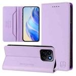 For Honor 200 Smart Global / X7c 4G RC01 Dual-Folded Magnetic Suction RFID Leather Phone Case(Light Purple)