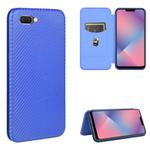 For OPPO A5(AX5) / A3s / A12e Carbon Fiber Texture Horizontal Flip TPU + PC + PU Leather Case with Card Slot(Blue)