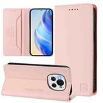 For Honor Magic6 Global RC01 Dual-Folded Magnetic Suction RFID Leather Phone Case(Pink)