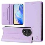 For Honor Play 50 RC01 Dual-Folded Magnetic Suction RFID Leather Phone Case(Light Purple)