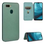 For OPPO A7(AX7) / A5s / AX5s / A12 Carbon Fiber Texture Horizontal Flip TPU + PC + PU Leather Case with Card Slot(Green)