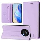 For Honor X9 4G / 5G / Honor X30 5G RC01 Dual-Folded Magnetic Suction RFID Leather Phone Case(Light Purple)