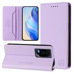 For Honor GT RC01 Dual-Folded Magnetic Suction RFID Leather Phone Case(Light Purple)