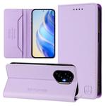 For Honor 300 RC01 Dual-Folded Magnetic Suction RFID Leather Phone Case(Light Purple)