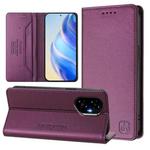 For Honor 300 RC01 Dual-Folded Magnetic Suction RFID Leather Phone Case(Violet)