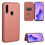 For OPPO A8 / A31 (2020) Carbon Fiber Texture Horizontal Flip TPU + PC + PU Leather Case with Card Slot(Brown)