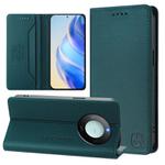 For Honor X60 / X9c Smart RC01 Dual-Folded Magnetic Suction RFID Leather Phone Case(Dark Green)