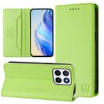 For Honor X8c 4G RC01 Dual-Folded Magnetic Suction RFID Leather Phone Case(Grass Green)