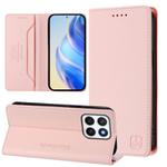 For Honor X8c 4G RC01 Dual-Folded Magnetic Suction RFID Leather Phone Case(Pink)