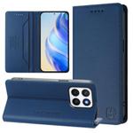 For Honor X8c 4G RC01 Dual-Folded Magnetic Suction RFID Leather Phone Case(Dark Blue)