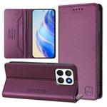 For Honor X8c 4G RC01 Dual-Folded Magnetic Suction RFID Leather Phone Case(Violet)