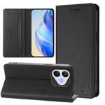 For Honor 400 Lite RC01 Dual-Folded Magnetic Suction RFID Leather Phone Case(Black)