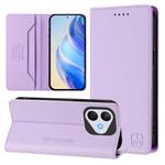 For Honor 400 Lite RC01 Dual-Folded Magnetic Suction RFID Leather Phone Case(Light Purple)