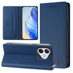 For Honor 400 Lite RC01 Dual-Folded Magnetic Suction RFID Leather Phone Case(Dark Blue)