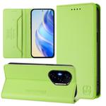 For Honor 400 RC01 Dual-Folded Magnetic Suction RFID Leather Phone Case(Grass Green)
