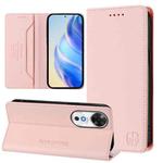 For Honor Play 60 RC01 Dual-Folded Magnetic Suction RFID Leather Phone Case(Pink)