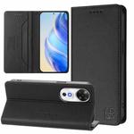 For Honor Play 60 RC01 Dual-Folded Magnetic Suction RFID Leather Phone Case(Black)