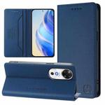 For Honor Play 60 RC01 Dual-Folded Magnetic Suction RFID Leather Phone Case(Dark Blue)