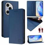 For Honor 400 Pro Global 160.8mm RC01 Dual-Folded Magnetic Suction RFID Leather Phone Case(Dark Blue)