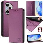 For Honor 400 Pro Global 160.8mm RC01 Dual-Folded Magnetic Suction RFID Leather Phone Case(Violet)